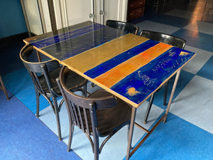 Hotel New York tafel blauw streep - Estable Store | Vintage art design | Rotterdam Hillegersberg