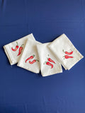 4 witte katoenen servetten rode peper - Estable Store | Vintage art design | Rotterdam Hillegersberg