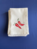 4 witte katoenen servetten rode peper - Estable Store | Vintage art design | Rotterdam Hillegersberg